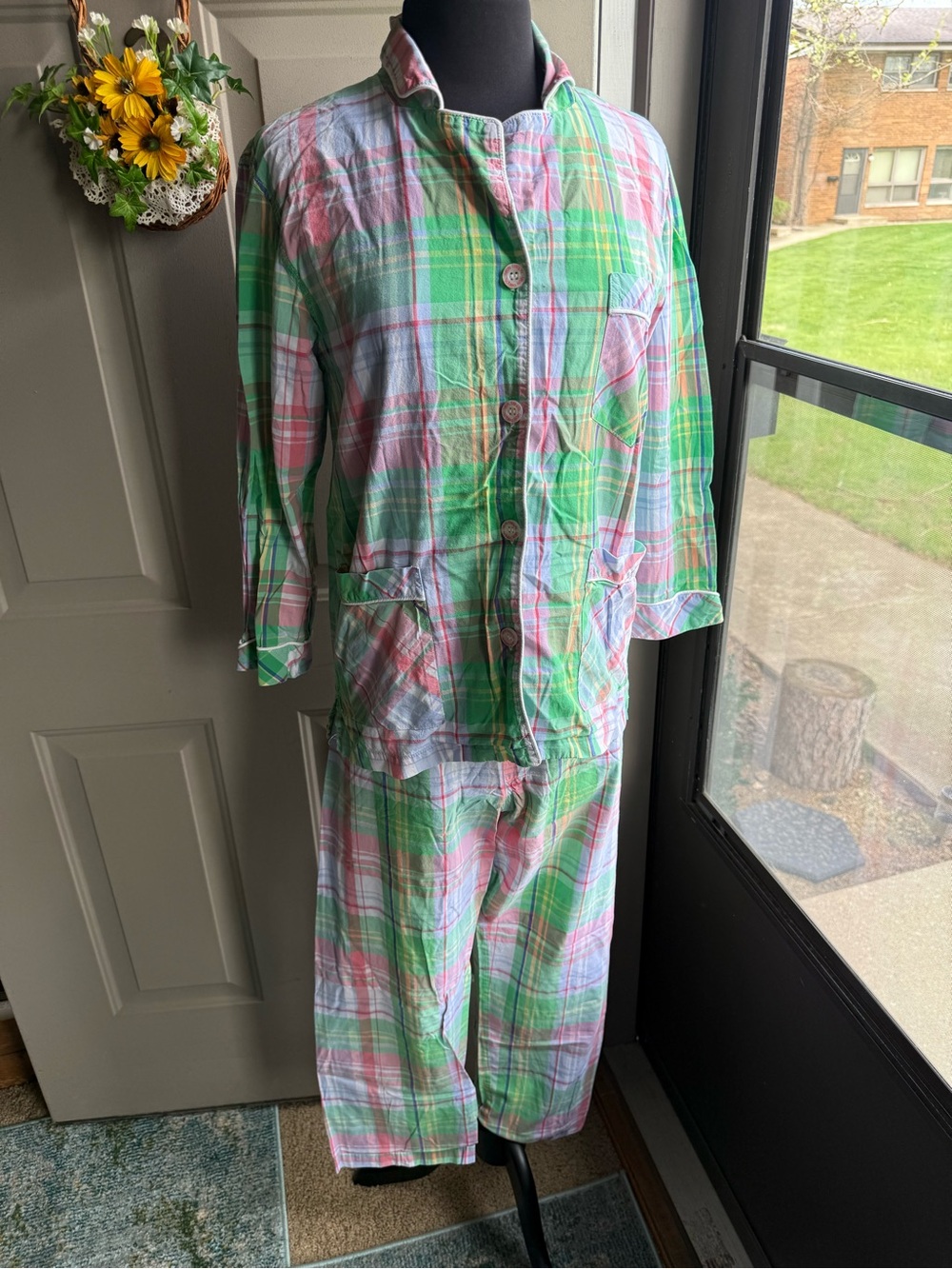 Y2K Victoria’s Secret Pastel Plaid Cotton Pajama Set, size XS small